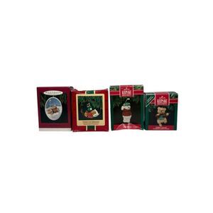 Hallmark Keepsake Ornament Lot of 4 – Woodland Bears & Animals 1991–1993 Boxes